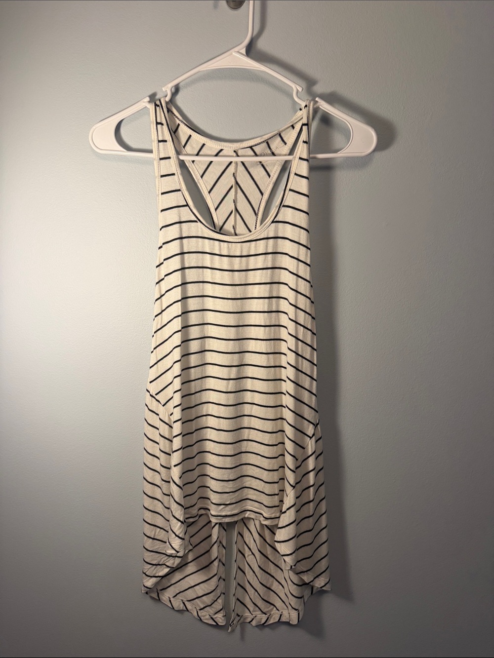 Beyond Yoga Cream and Black Striped Racerback Tank